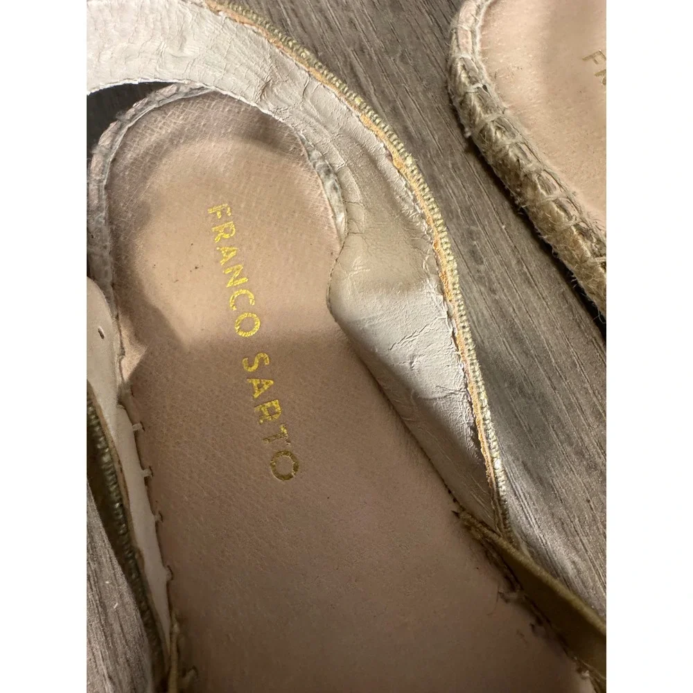 Franco‎ Sarto Espadrilles women's 7.5 lightweight gold color adjustable buckle